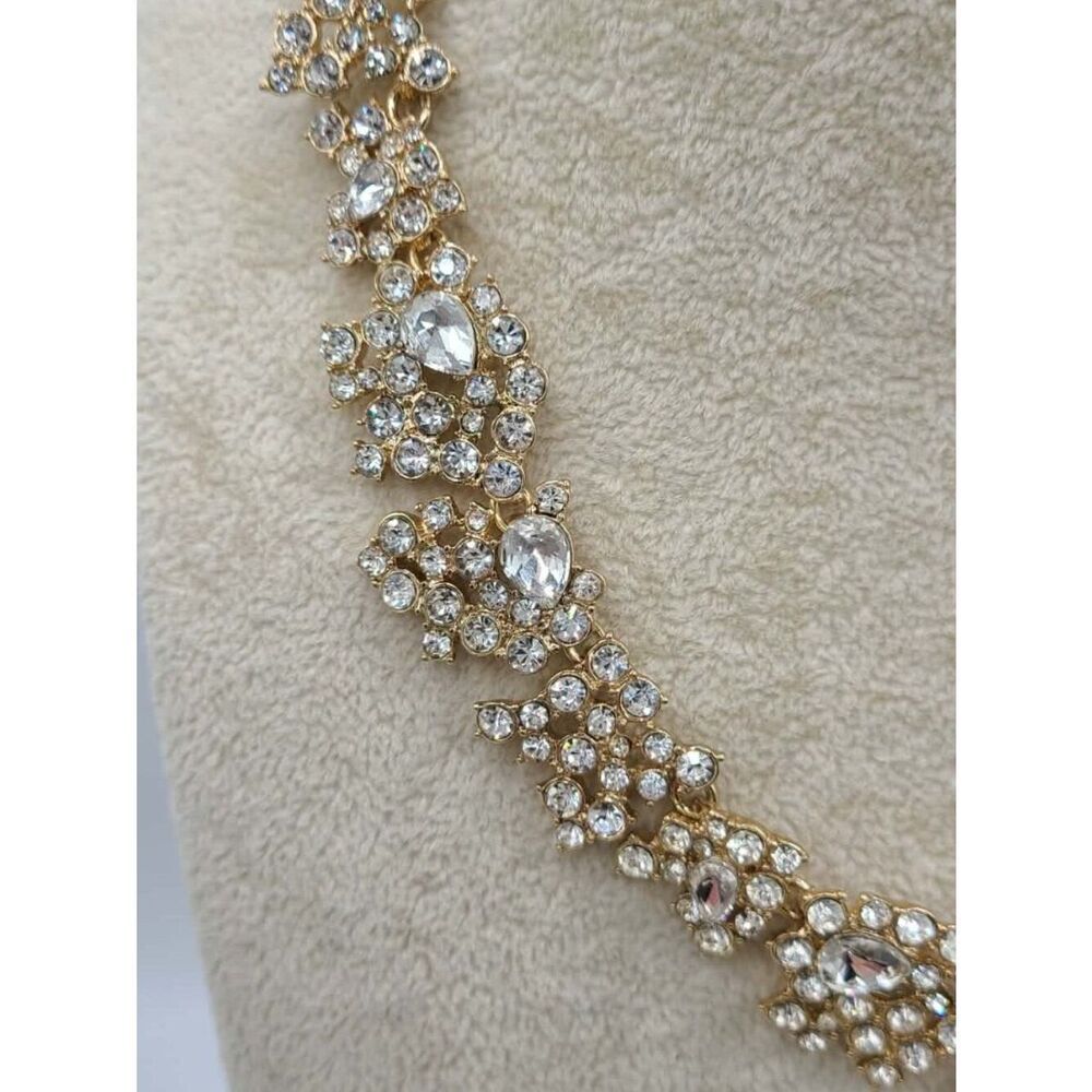 J Crew Gold Tone Clear Crystal Necklace NWOT! - Picture 4 of 12